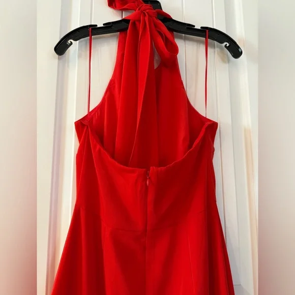 Belle Badgley Mischka Red Halter Midi Dress Size 4 NWT Formal Cocktail Wedding - Picture 7 of 7